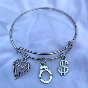Brand New! Handmade! Adjustable Charm Bangle Bracelet!